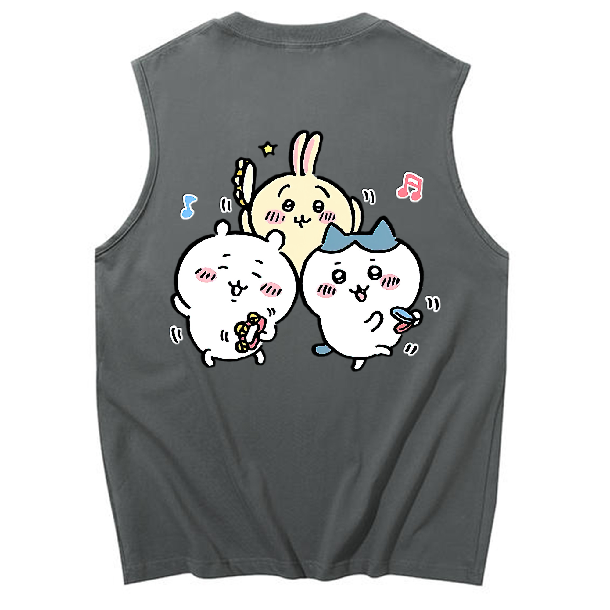 （画像用） ちいかわ ハチワレ Chii-kawa hachiware コットン100％タンクトップ（背面プリント）
